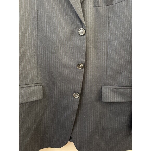 Lauren Ralph Lauren Men’s Black Wool Sports Jacket Blazer Blue Stripes 44R - Picture 5 of 12